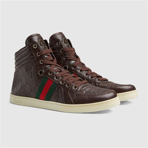 gucci guccissima leather high-top men's sneakers shoes|Gucci men sneakers new authentic.